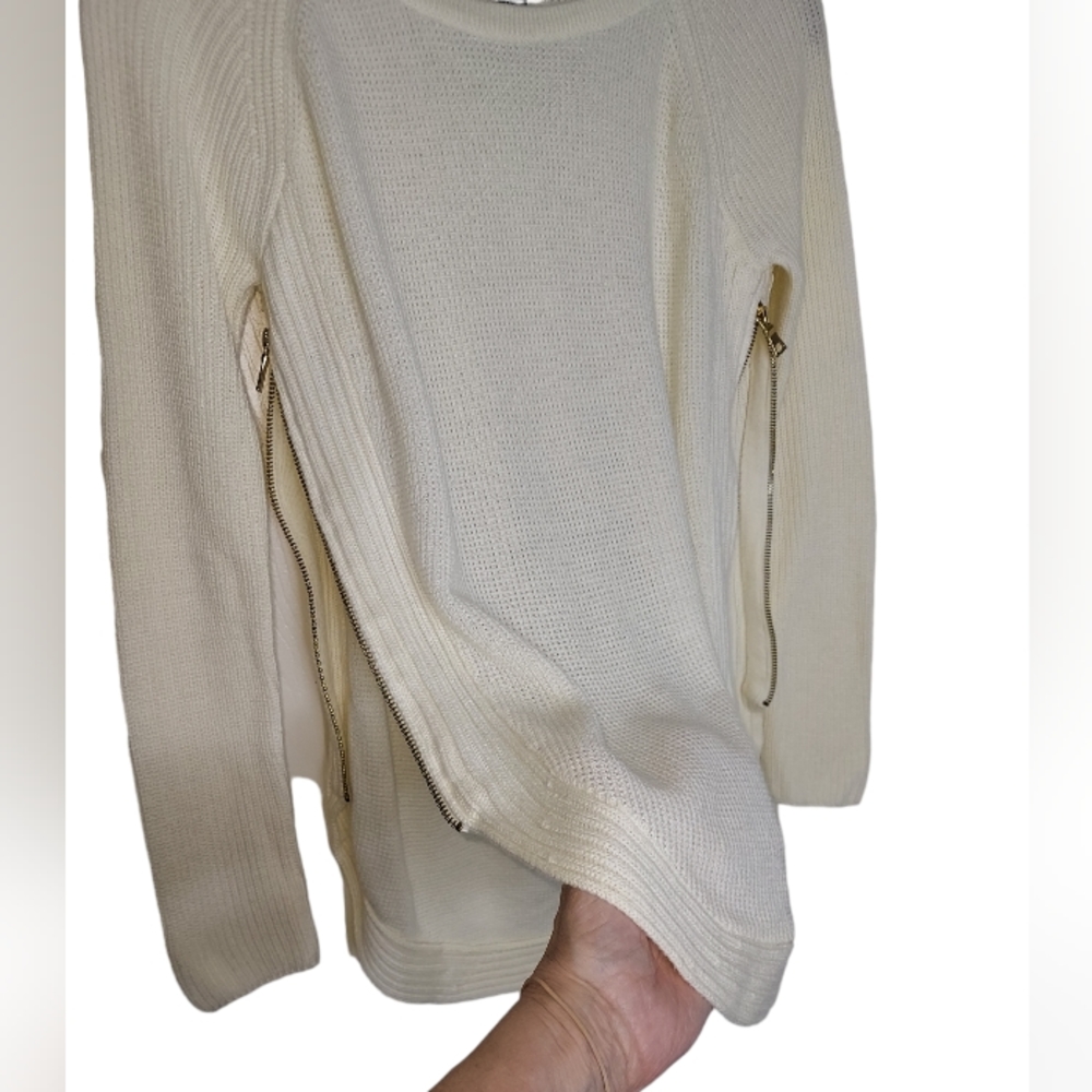 INC International Concepts Size XS Beige Sweater Zippers High-low